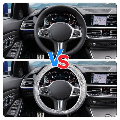 200PCS Disposable Steering Wheel Covers,Disposable Steering Wheel Protector with Elastic, Applicable to Cars, Trucks, Vans (200)
