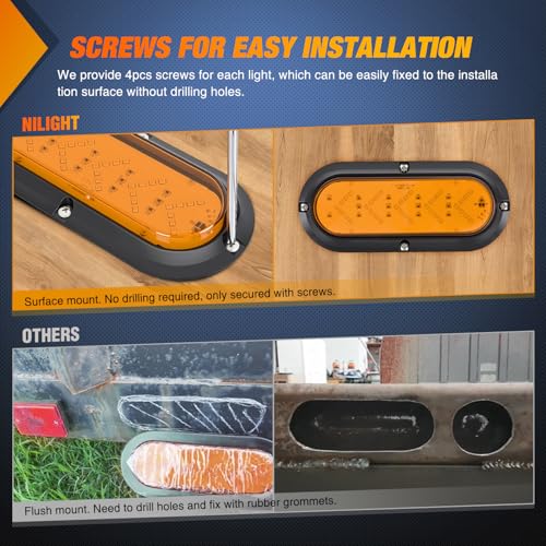 Nilight 6" Oval Tail Light 2PCS 35LED Arrow Amber Running Turn Signal Light - color: Amber Arrow Lights 2Pcs