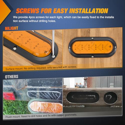 Nilight 6" Oval Tail Light 2PCS 35LED Arrow Amber Running Turn Signal Light - color: Amber Arrow Lights 2Pcs