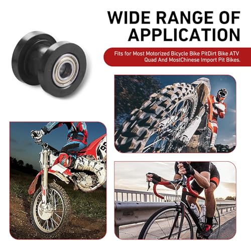 2 PCS Chain Roller Tensioner Guide, 8mm/0.3" 10mm/0.4" Chain Puller Adjuster Wheel, Motorcycle Accessories for Most Dirt Bikes ATVs Motorcycle Bicycles (Black)