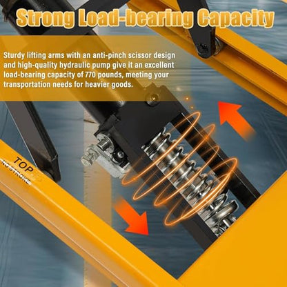 YIYIBYUS Hydraulic Lift Table Cart 51" Lifting Height Scissor Cart