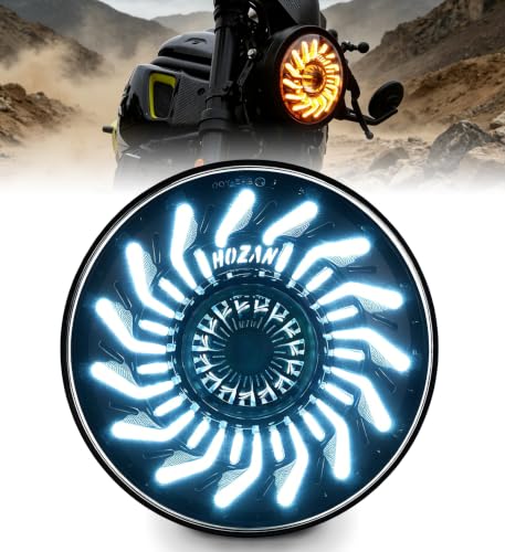 7inch LED headlight with White/Amber chrysanthemum petal DRL Compatible with Street Glide,Softail Heritage,Road King,Electra Glide - size: 7 inch - Single lamp