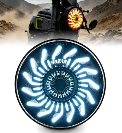 7inch LED headlight with White/Amber chrysanthemum petal DRL Compatible with Street Glide,Softail Heritage,Road King,Electra Glide - size: 7 inch - Single lamp
