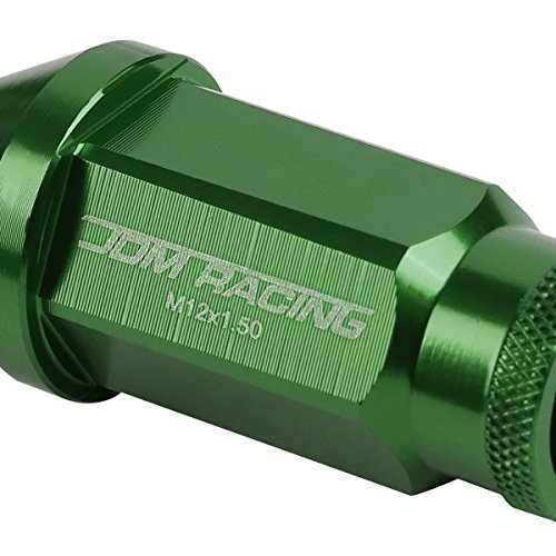 Auto Dynasty 20-Piece M12 x 1.5 Extended Aluminum Alloy Wheel Lug Nuts+Adapter Key (Green) - color: Green