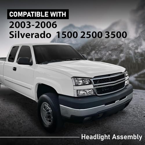 G-PLUS Headlights Assembly & Tail Lights Fit Chevy Silverado 1500 1500 HD 2500 2500 HD 2003-2006, Clear Lens Black Housing Clear Reflector Headlamps Assembly Red Taillights - color: Clear Lens Black Housing Clear Reflector & Red, size: Basic