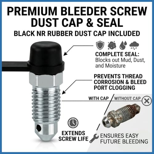 2PCS 3/8-24 x 1-3/16 Brake Bleeder Screws with Grease Fitting Caps, Speed Bleeders Replacement, Brake Bleeder Valve Kit, Caliper Bleed Fittings for Hydraulic Systems, Cars Trucks Motorcycles