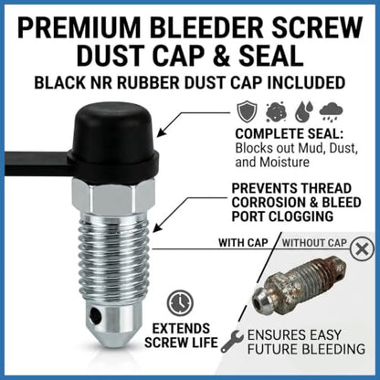 2PCS 3/8-24 x 1-3/16 Brake Bleeder Screws with Grease Fitting Caps, Speed Bleeders Replacement, Brake Bleeder Valve Kit, Caliper Bleed Fittings for Hydraulic Systems, Cars Trucks Motorcycles