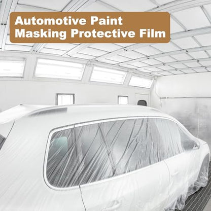 HARFINGTON 2pcs Pre-Taped Masking Film 177.2"x65ft w Plastic Sheeting,Clear - color: Clear, size: 177.2"x65ft