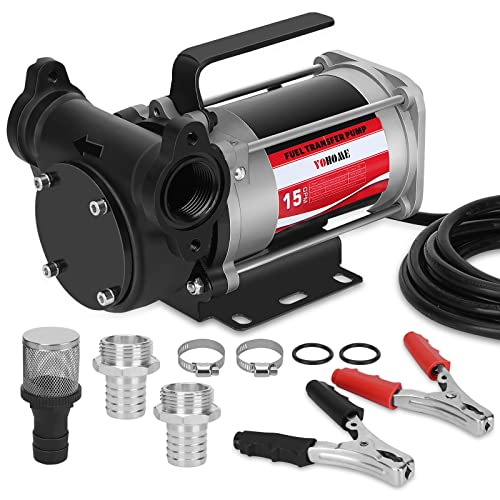 Fuel Transfer Pump YOHOME DC 12V Heavy-duty Cast Iron Gasoline Transfer Pump, 15GPM, Overheating Stability, Built-in Bypass Gas Pump Applicable To Gasoline, Diesel, Kerosene - style: 12V 15GPM Gasoline