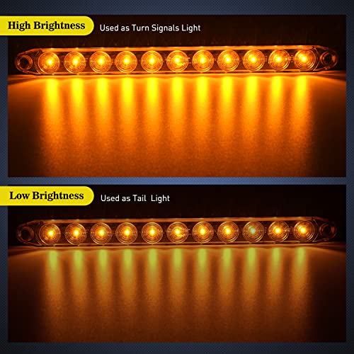 Nilight 16" Trailer Marker ID Bar 2PCS 11 LED Amber Turn Signals Tail Light - color: 2Pcs 16" Amber 11LED