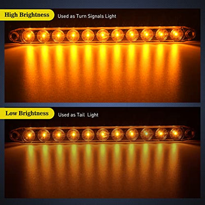 Nilight 16" Trailer Marker ID Bar 2PCS 11 LED Amber Turn Signals Tail Light - color: 2Pcs 16" Amber 11LED