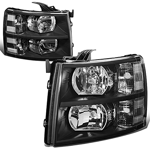 DNA Motoring HL-OH-CSIL07-BK-CL1 Pair of Black Housing Headlights Compatible with 07-13 Silverado 1500 / 07-14 Silverado 2500 3500 & HD Models - color: Black