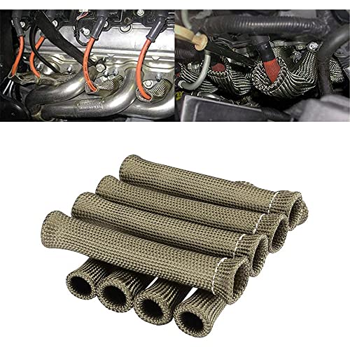 Spark Plug Wire Heat Shield Spark Plug Wire Heat Shield Sleeve Spark Plug Boot Protector Boots Wrap for SBC BBC 350 454 8PCS Plug Wire Covers - 2500F High Temp (Titanium) - color: Titanium