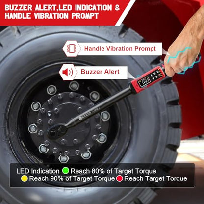 SUERCUP 1/2" Digital Torque Wrench, 2.2-147.5Ft.Lb/3-200N.m, ±1% Accuracy - size: 1/2" 2.2-147.5Ft.Lb/3-200N.m