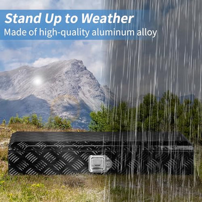 34.5 Inch Aluminum Truck Bed Tool Box with Lock - color: Black, size: 34.5"