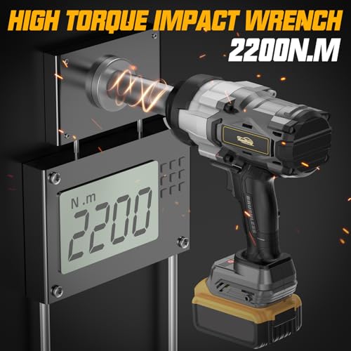 Cordless Impact Wrench 1/2" Compatible with Dewalt 20V Battery, 1600Ft-lbs(2200N.m) High Torque Impact Gun Heavy Duty, Brushless Electric Power Impact Driver with 4 Speed Modes & LED Work Light - size: 1/2" 2200NM Compatibe with Dewalt