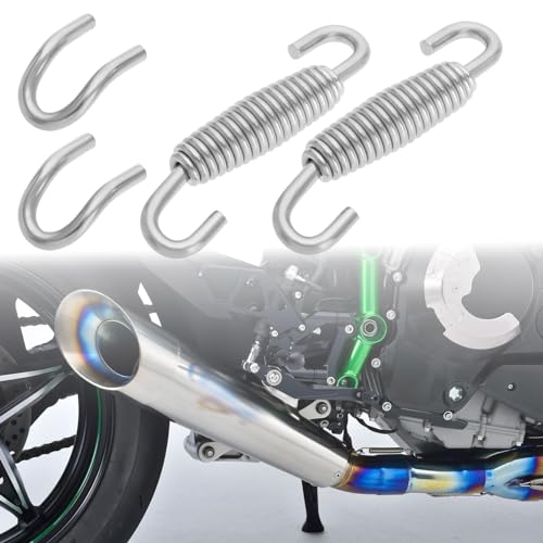 OTOTEC 4 Sets Muffler Springs Kits 59mm Stainless Exhaust Springs with 22x13mm Welding Fasteners for Universal Motor Exhaust Pipe Hooks Stainless Steel