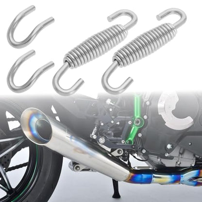 OTOTEC 4 Sets Muffler Springs Kits 59mm Stainless Exhaust Springs with 22x13mm Welding Fasteners for Universal Motor Exhaust Pipe Hooks Stainless Steel