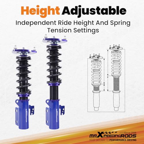 maXpeedingrods Coilovers for Toyota Camry 2007-2011, for Lexus ES350 2007-2012, for Toyota Avalon 2007-2011, Height Adjustable Full Coilovers Suspension Kit, Preset Damping Lowering Kit Blue