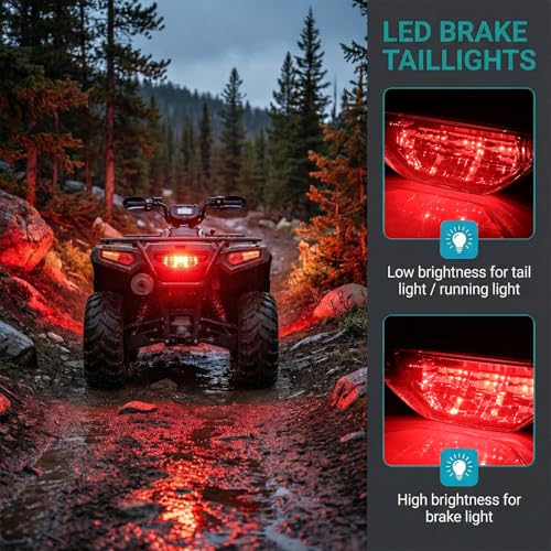 Smoked ATV LED Tail Lights Assembly UTV Brake Taillights Compatible with Honda Recon TRX250 300 450 400 700