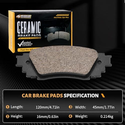 Ceramic Rear Brake Pads Set Compatible with 2016-2022 Lexus RX350;2019-2022 RX350L;2016-2022 RX450h;2018-2022 RX450hL All Models (D1879) - color: HZ1879