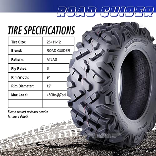 ROADGUIDER Set 2 ATV UTV Tires 26x11-12 26x11x12 6PR All Terrain 10396 - size: 26x11-12