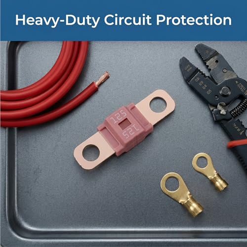 5Pcs AMI/Midi Fuse Kit - High Current Bolt-on Fuses for Battery Fuse Replacement - Heavy Duty Truck Fuses for Cars, RVs, Construction Vehicles & Marine Audio Systems (125A) - size: 125A