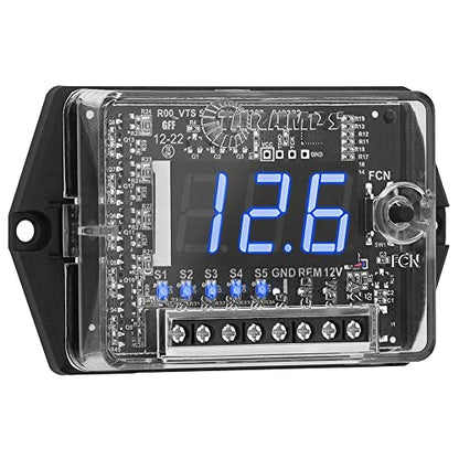 TARAMPS VTS5.1 Automotive Digital Voltmeter and Sequencer VTS 5.1 Blue LED Automotive Car Audio 5 Sequencer Outputs SPL Mode Voltage Protection, Digital Display, Car Audio Monitor, Black