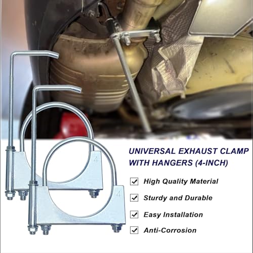 4" Universal Exhaust Clamp With Hanger, Muffler Hanger, 2 Pack - size: 4 Inch-2 PACK