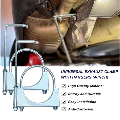4" Universal Exhaust Clamp With Hanger, Muffler Hanger, 2 Pack - size: 4 Inch-2 PACK