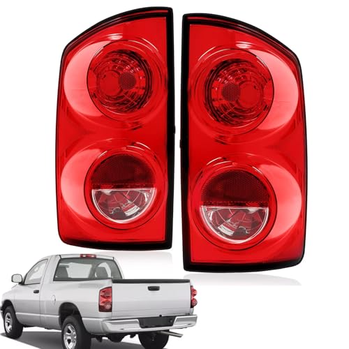 Tail Lights Assembly Fits Dodge Ram 1500 2007 2008 2009 Dodge Ram 2500 3500 Rear Brake Lamp Turn Signal Back Up Taillight Red Lens L+R CH2800165 CH2801165 - color: Tail light