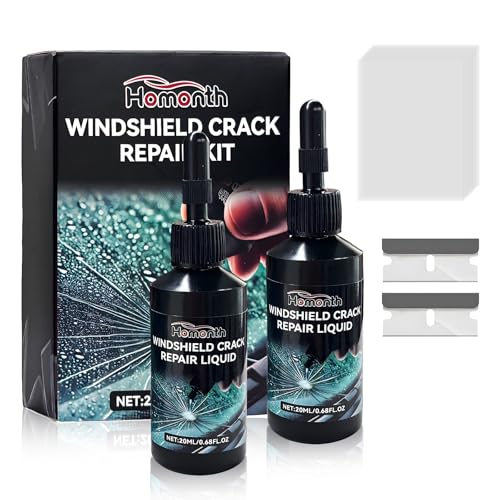 2PCS Windshield Crack Repair Kit, Quick Car Window Cracks Gone Glass Scratch Repair Liquid, Long-Lasting Windscreen Filler Tool Resin Fluid for Cracks Chips Star-Shaped Damage - color: 2pcs