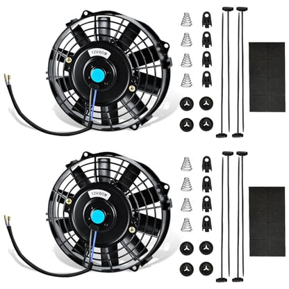 MuHize 7 Inch Twin Radiator Fan Kit 800 CFM Push/Pull Slim Cooling Fans 2PC - size: 2Pcs-7 inch