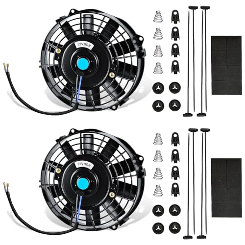 MuHize 7 Inch Twin Radiator Fan Kit 800 CFM Push/Pull Slim Cooling Fans 2PC - size: 2Pcs-7 inch