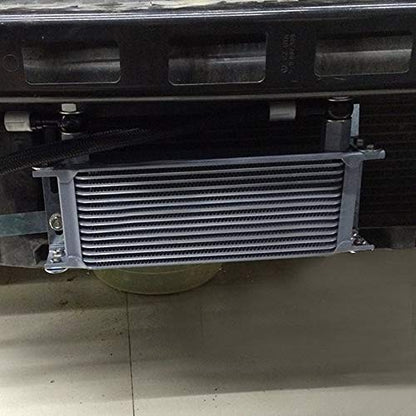 G-PLUS Universal 10 Row AN10-10AN Black Engine Transmission Oil Cooler Kit Oil Filter Relocation Kit Aluminum