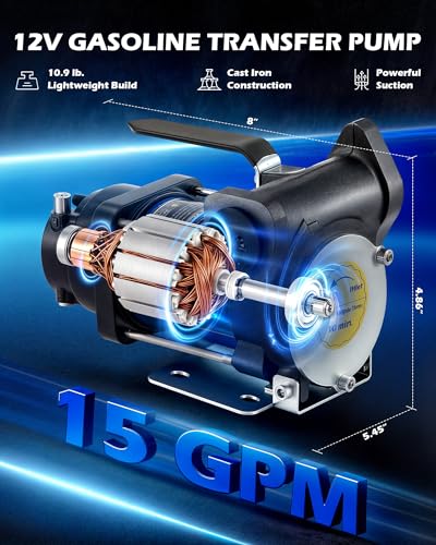 OMT 12V Electric Gasoline Transfer Pump Kit,15GPM Diesel Fuel Transfer Pump - color: 15GPM Gas Pump Kit
