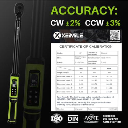 Digital Torque Wrench 1/2"Drive-3.8-250.8Ft.Lb for Car Truck Wheels - size: 1/2" 3.8-250.8Ft.Lb