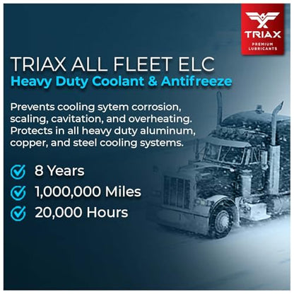 Triax All Fleet ELC Coolant & Antifreeze, Diesel Extreme HD NOAT, 1 Million Mile, 8 Year, 20,000 HRS, CAT EC-1, Concentrate (1 Gallon) - size: 1 GAL