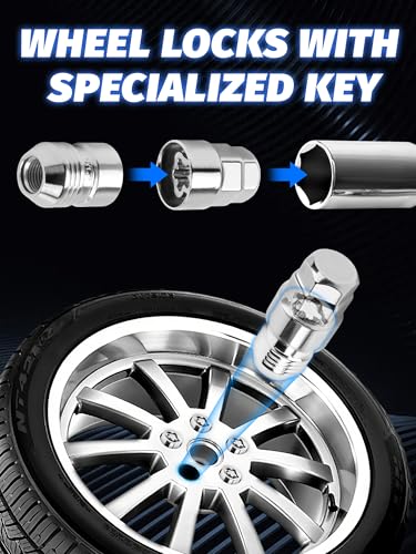 M12×1.25 Wheel Locks 5 Locks and 2 Key - size: M12X1.25, style: 5 pieces, 32.26 mm