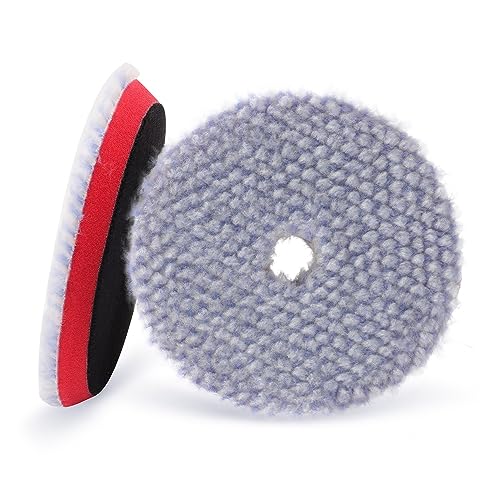SPTA Wool Polishing Pad, 2Pcs 6''(150mm) Coarse Wool Cutting Pad, Coarse Pad BlueWool Buffing Pads Set with Hook and Loop for Heavy Cut for Car Polisher, Buffing and Polishing - color: 2Pcs 6Inch Light Blue Coarse Wool Pad, size: 6 Inch (150mm)