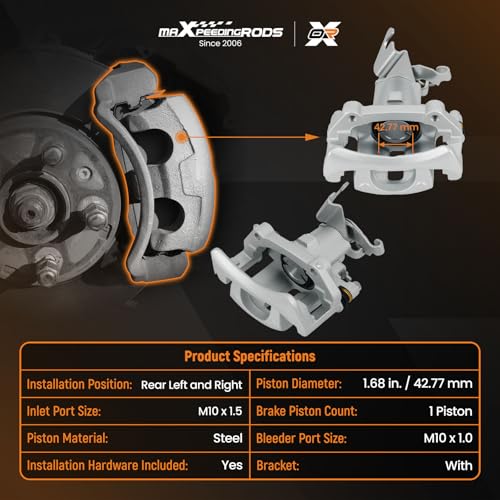 maXpeedingrods Rear Left and Right Brake Calipers Fit for Ford Mustang Base 3.7L 2011-2014, 4.0L 2005-2010, V8 4.6L 2010, GT V6 4.0L 2005-2010, V8 5.0L 2011-2014#8-B4926,18-B4927,18-P4926, 18-P4927 - size: 18B4926+18B4927