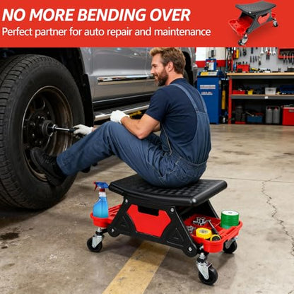 Mechanic Stool, Garage Stool, 300 LBS Capacity Heavy Duty