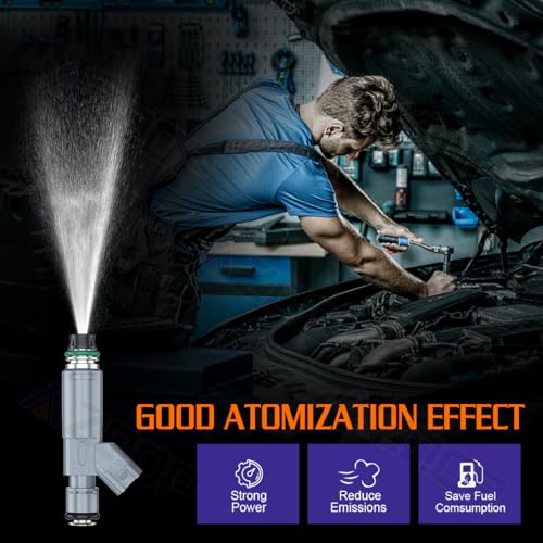 FJ718 Fuel Injectors Upgrade Compatible with Saturn Vue L4 2.2L (2006-2007), Replace# 12606110, 12582704, 2172907, 8001695N, 2204588156 |12 Holes| |Set of 4|