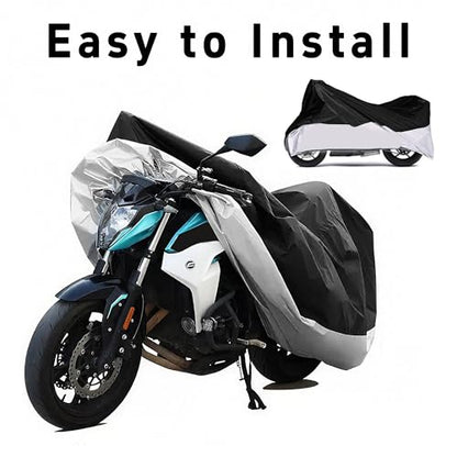 One Waterproof Motorcycle Cover, Heavy Duty Outdoor Motorbike Cover with Lock-Holes, Rain Protection, Fits up to Electric Bicycle & Motorcycles, All Season(230x95x125CM) - size: XL (230x95x125CM)