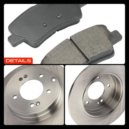 A-Premium Front Vented and Rear Solid Brake Rotors and Ceramic Pads Kit - style: Vented (F) & Solid (R)