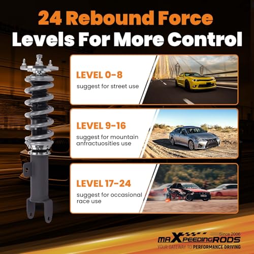 maXpeedingrods Coilover for Dodge Charger RWD 2011-2022, for Chrysler 300 RWD 2011-2023, 24 Levels Damper Adjustable Coilovers Suspension Kit, Height Adjustable Lowering Kit, T7 Upgrade Racing Struts