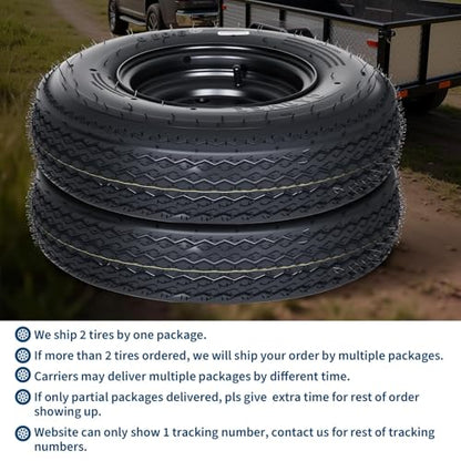 Garvee 2-Pack 4.80-12 4.80x12 Trailer Tires with 12" Rims - size: 4.80-12