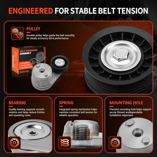 38172 Belt Tensioner w/Pulley for Chevy Silverado GMC Sierra - size: 38172
