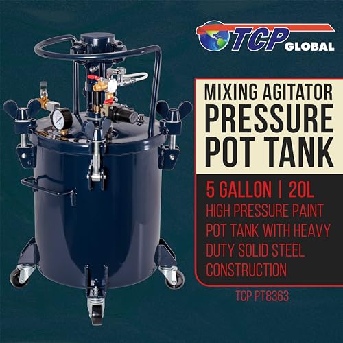 TCP Global 5 Gallon (20 Liter) Heavy Duty Steel Pressure Pot Paint Tank - size: 5 Gallon Pneumatic