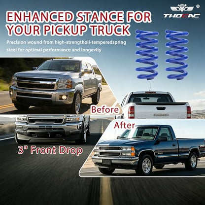3" Front Lowering Springs Kit, Drop Coils Compatible with 1988-1998 Chevrolet Silverado C1500, GMC Sierra C1500 2WD Only (Blue) - color: blue, size: 1988-1998 C1500